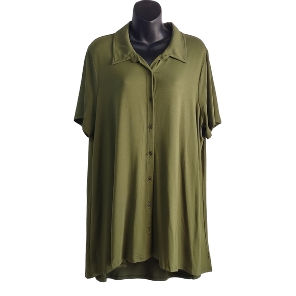 Kim Rogers Women's Shirt Dress Green Stretch Tunic Size XXL NWT - Picture 1 of 9